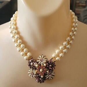 Miriam Haskell Necklace With Brooch